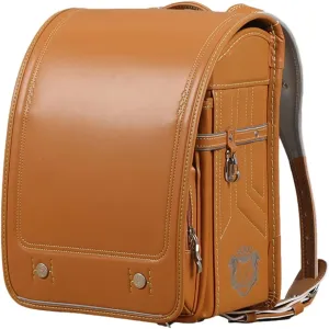 Randoseru Ransel backpack automatic Japanese school bag boys girls leather light weight Rain Cover(Brown)