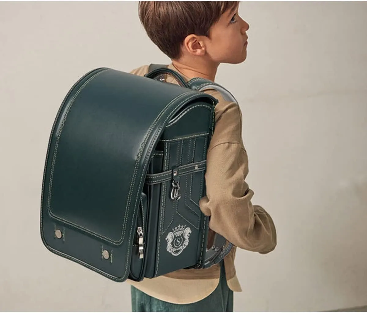 Randoseru Ransel backpack automatic Japanese school bag boys girls leather light weight Rain Cover(Green)