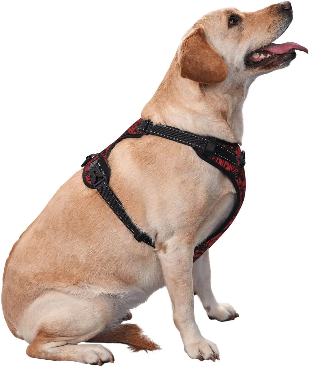 Red Ink Splash Background Print No Pull Dog Harness, Adjustable Reflective Pet Harness No-Choke Pet Vest with 2 Leash Clips   1 Pet Leash for Small to Large Dogs