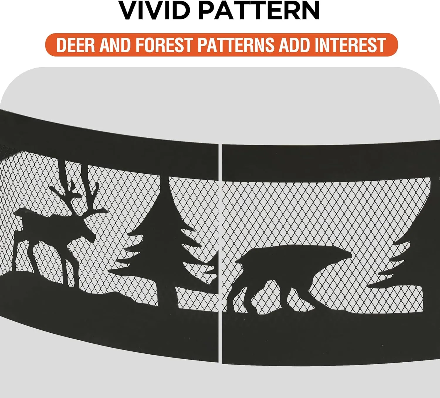 Red Mountain Valley 36 Inch Fire Pit Ring with 360° Forest & Wildlife Design, Portable Steel Wood Burning Firepit Ring for Outdoor Camping, Bonfires, Beach,Patio, fire Pit kit, Black