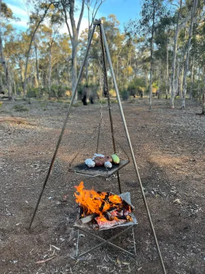Red Roads Ultimate Portable Cooking Bundle - Tripod   Riser   Grill   Canvas Bag