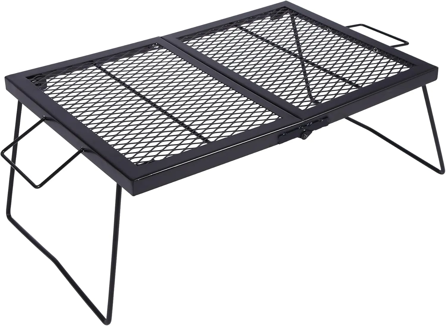 REDCAMP Folding Campfire Grill Heavy Duty Steel Grate, Portable Over Fire Camp Grill for Outdoor Open Flame Cooking Large