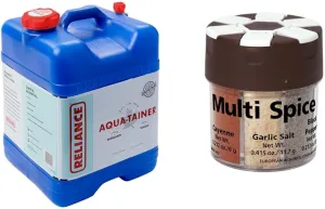 Reliance 7 Gallon Water Container and Coghlan's 6 Piece Multi Spice Shaker Camping Bundle
