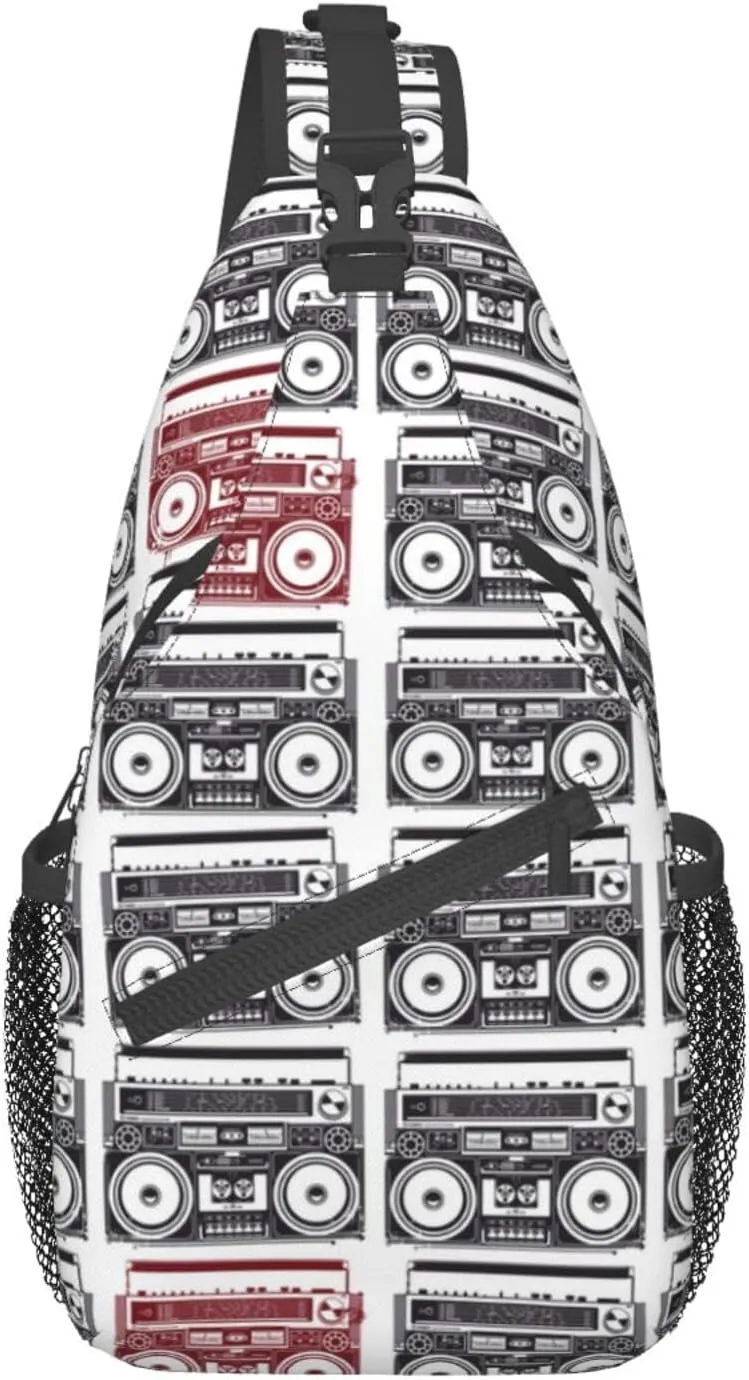 Retro Recorders Shoulder Bag Cassettes Sling Backpack Daypack Casual Backpack Hiking Bag Retro Backpack Bag
