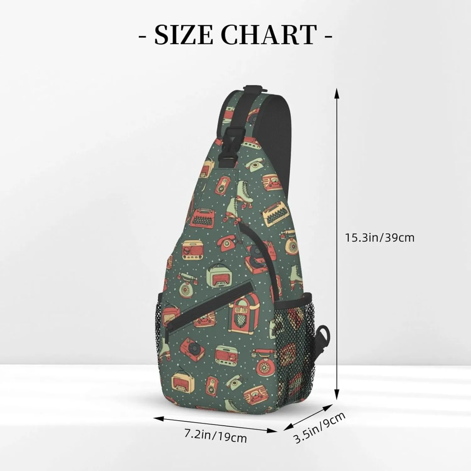 Retro Recorders Shoulder Bag Cassettes Sling Backpack Daypack Casual Backpack Hiking Bag Retro Backpack Bag