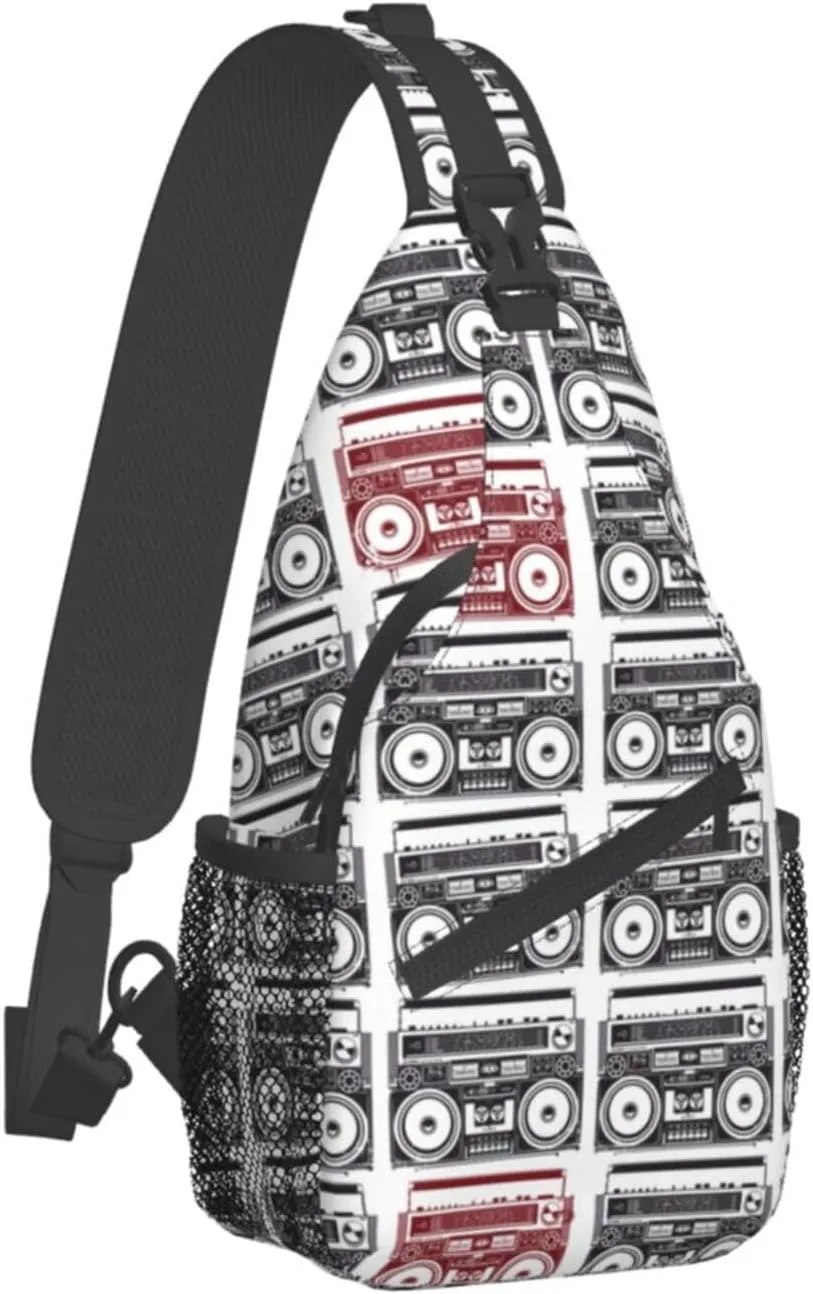 Retro Recorders Shoulder Bag Cassettes Sling Backpack Daypack Casual Backpack Hiking Bag Retro Backpack Bag