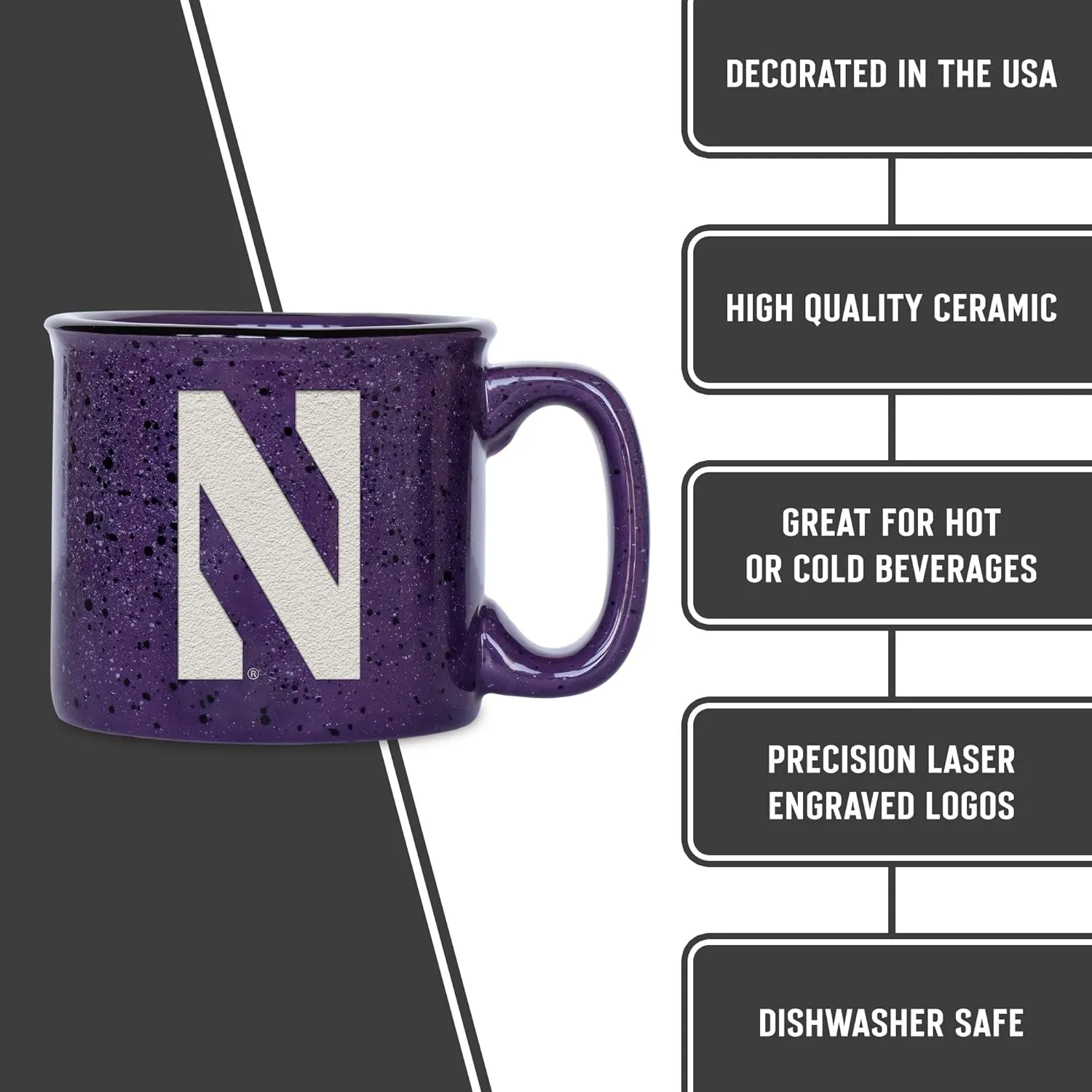 Rico Industries NCAA unisex-adult NCAA Speckle 15oz Laser Engraved Campfire Hot/Cold Mug