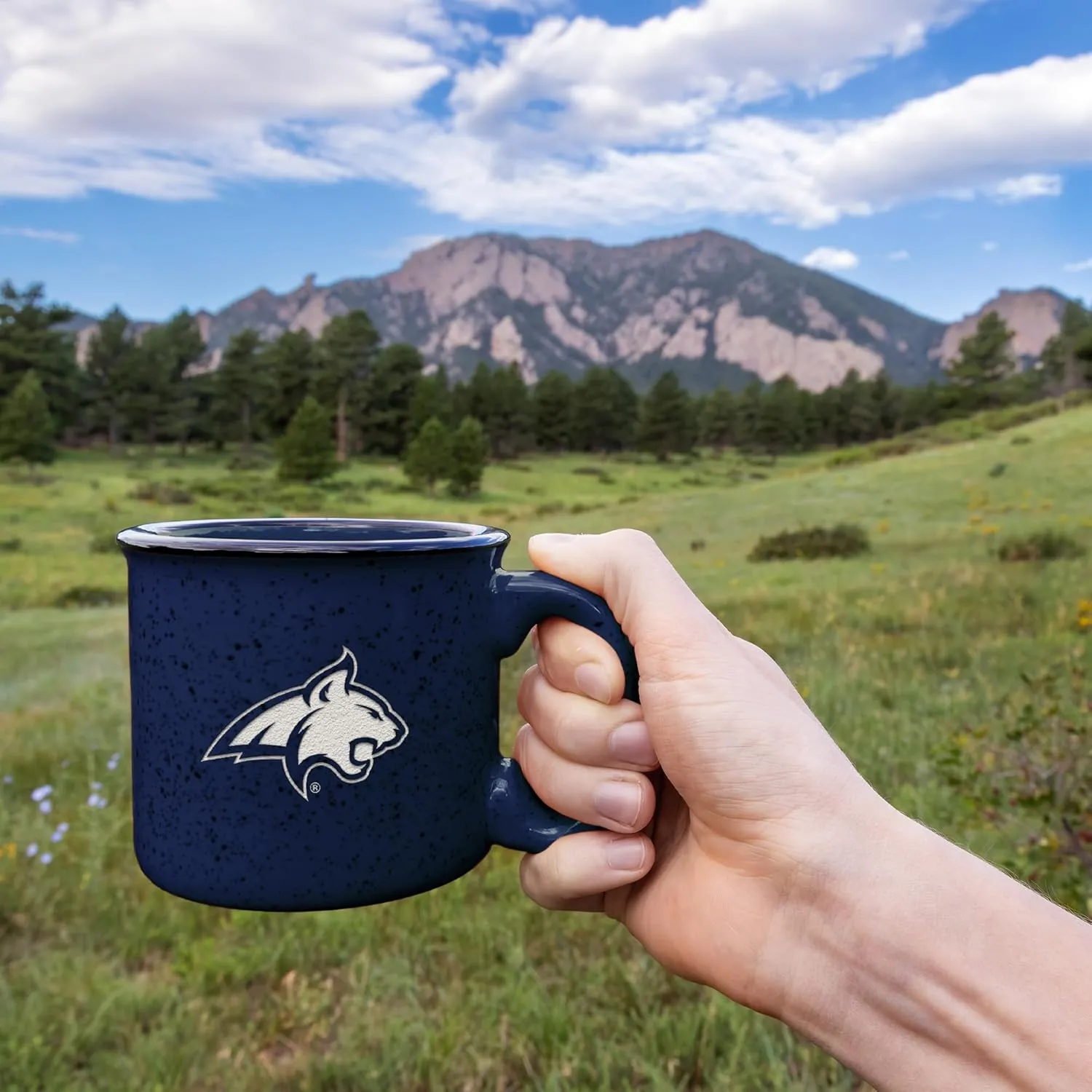 Rico Industries NCAA unisex-adult NCAA Speckle 15oz Laser Engraved Campfire Hot/Cold Mug