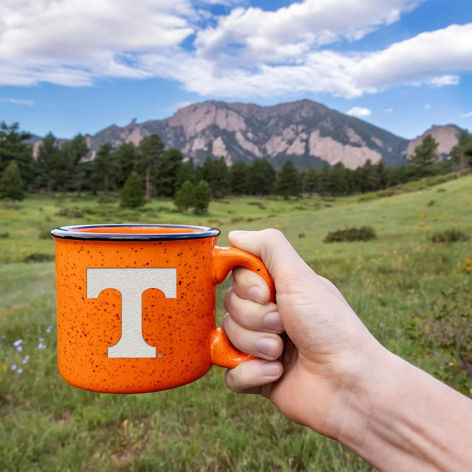 Rico Industries NCAA unisex-adult NCAA Speckle 15oz Laser Engraved Campfire Hot/Cold Mug
