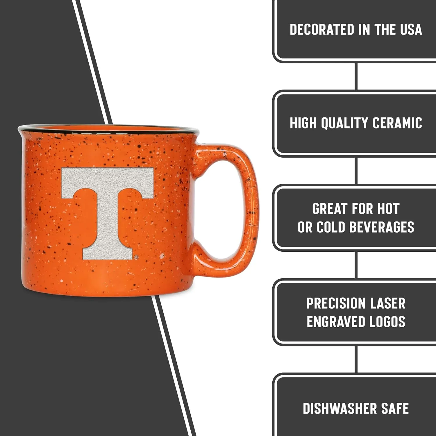 Rico Industries NCAA unisex-adult NCAA Speckle 15oz Laser Engraved Campfire Hot/Cold Mug