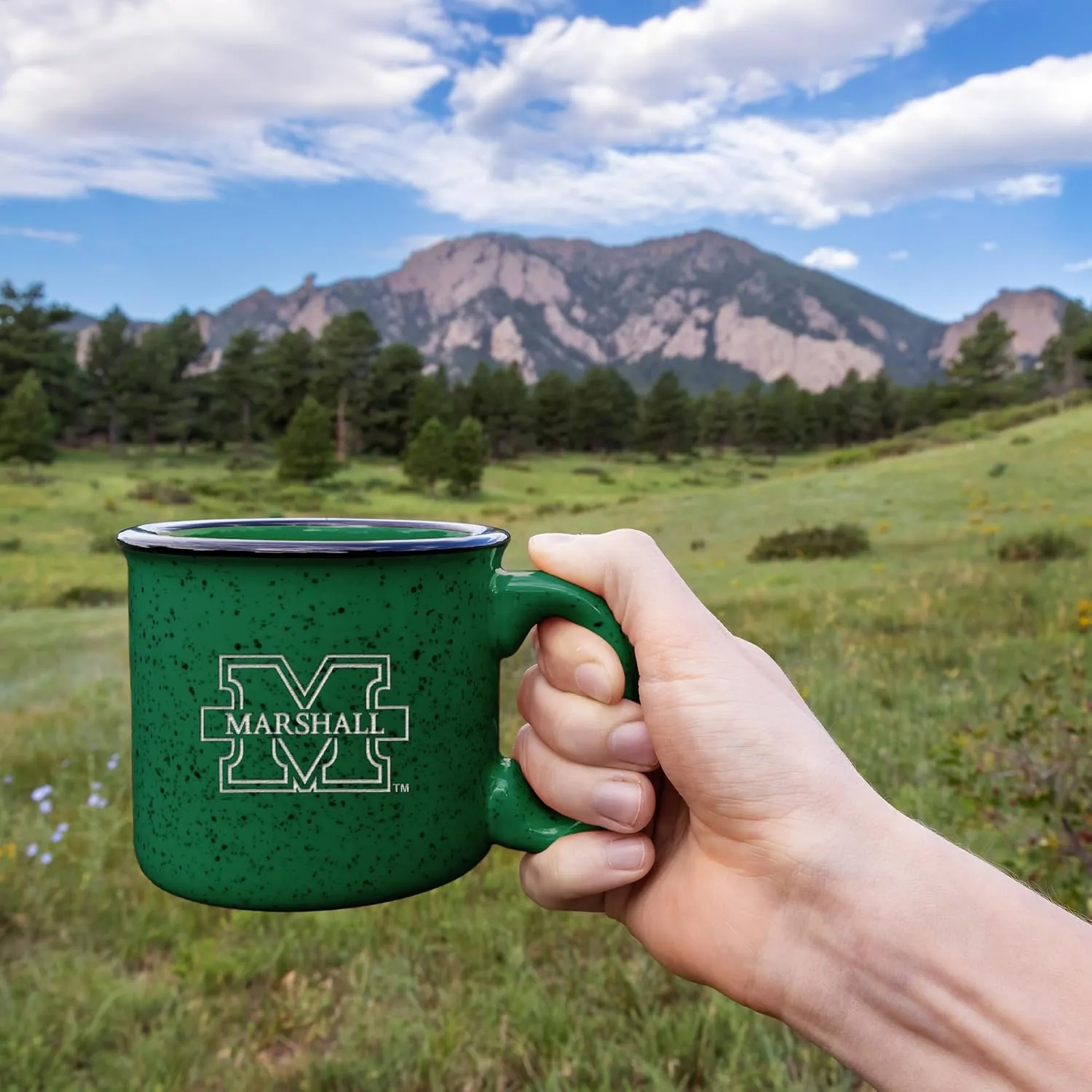 Rico Industries NCAA unisex-adult NCAA Speckle 15oz Laser Engraved Campfire Hot/Cold Mug