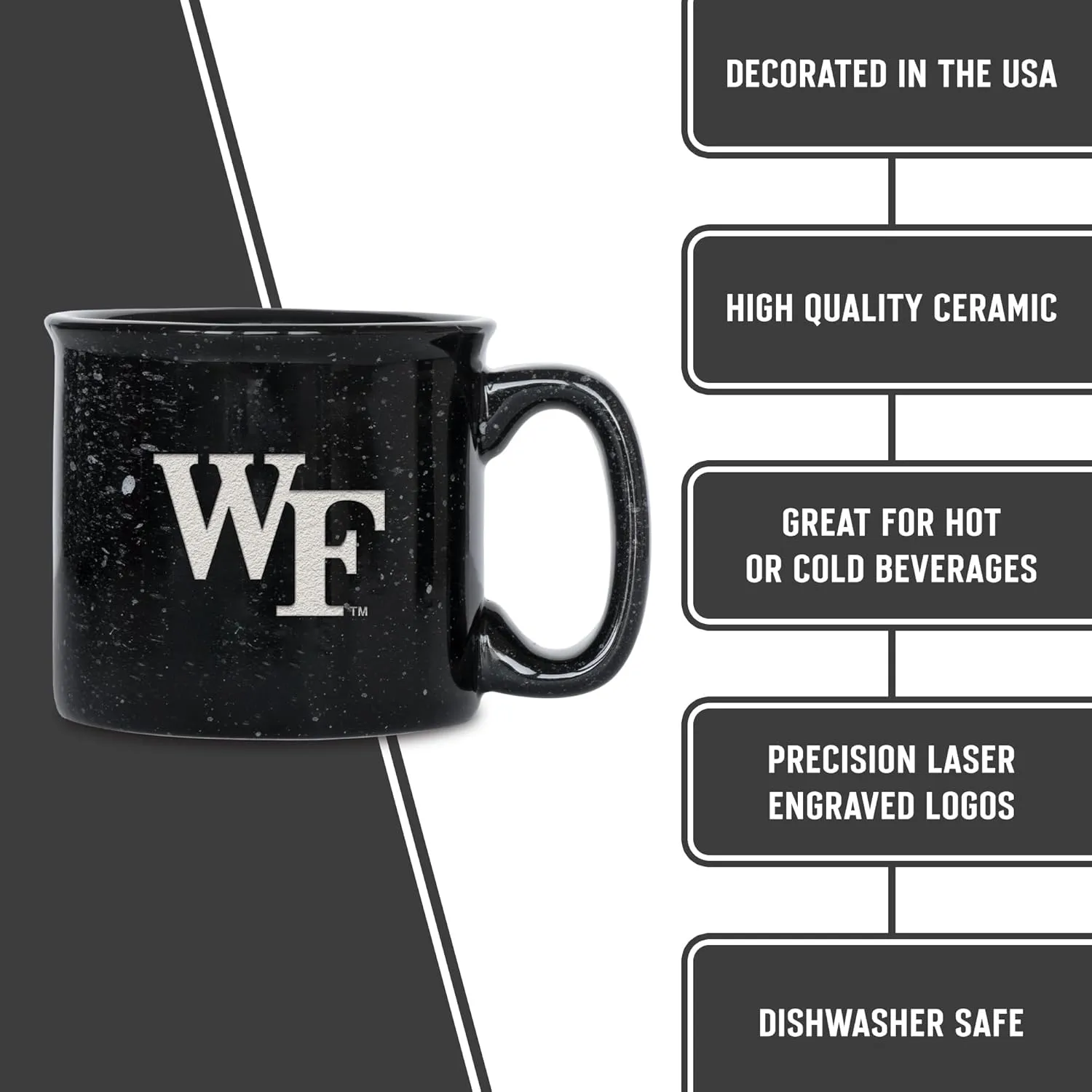 Rico Industries NCAA unisex-adult NCAA Speckle 15oz Laser Engraved Campfire Hot/Cold Mug