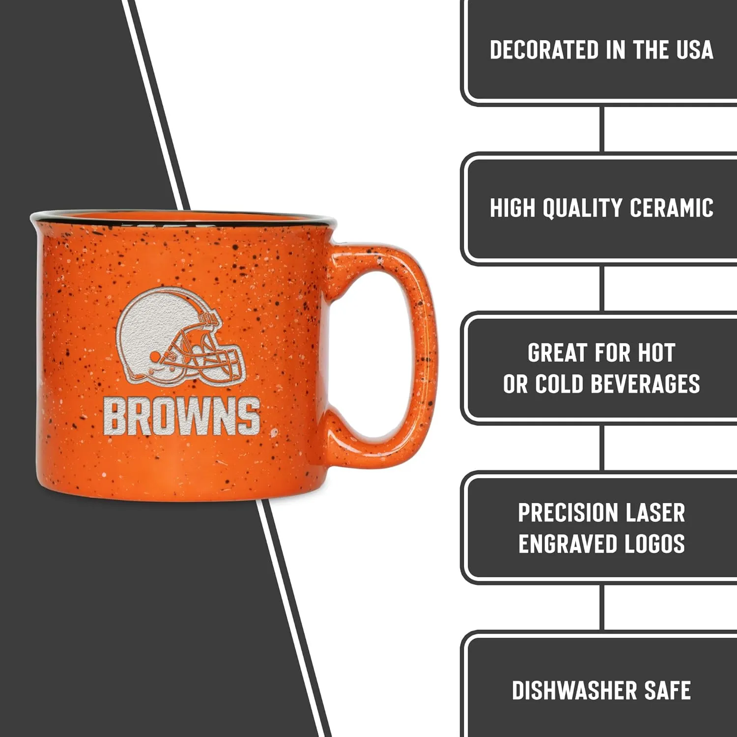 Rico Industries NFL Football Speckle 12oz Laser Engraved Campfire Ceramic Mug