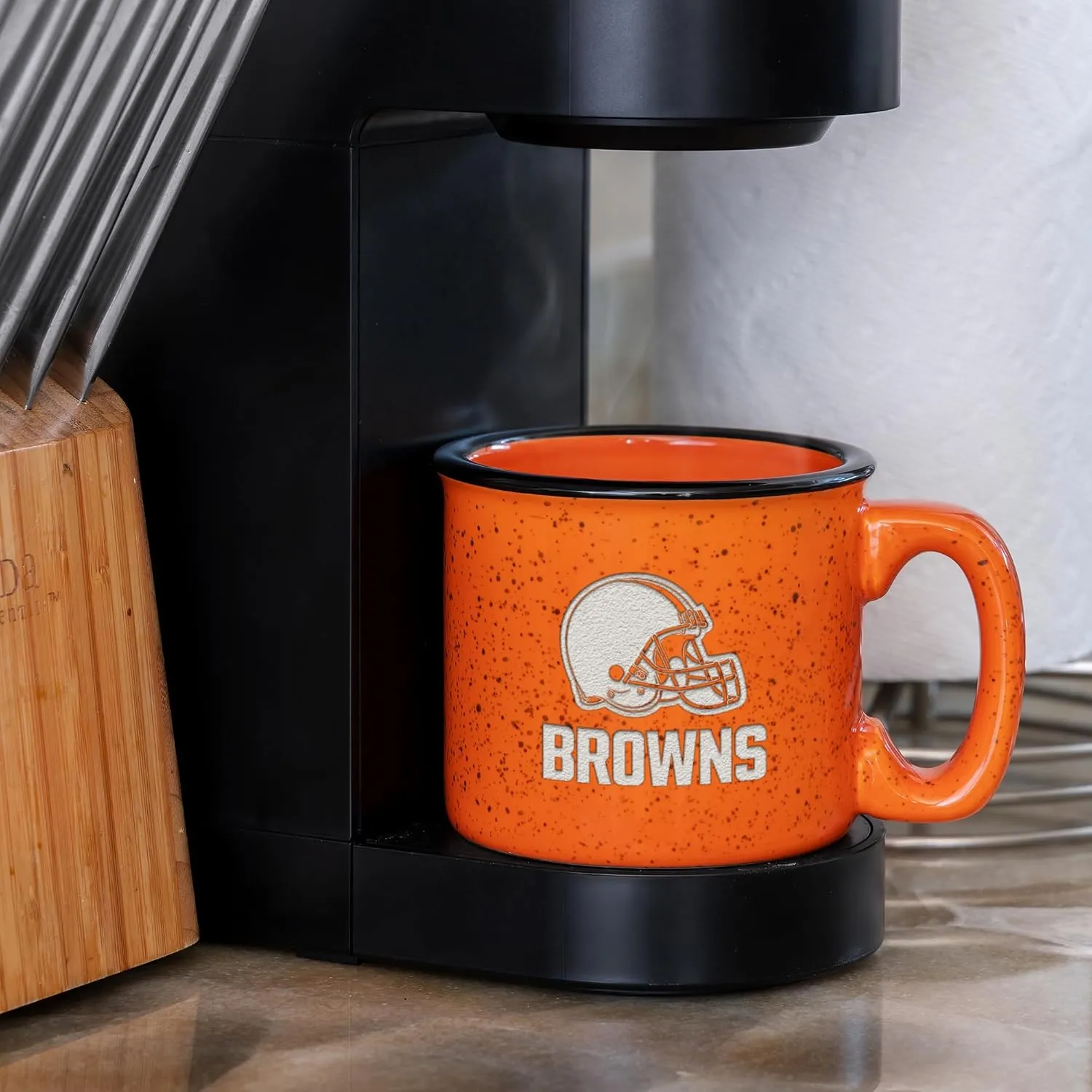 Rico Industries NFL Football Speckle 12oz Laser Engraved Campfire Ceramic Mug