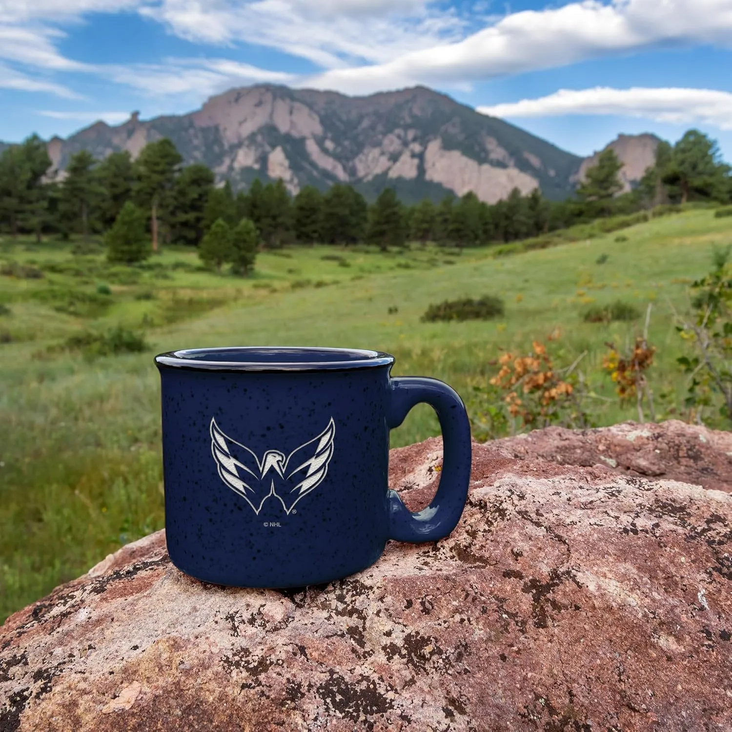 Rico Industries NHL Hockey Speckle 12oz Laser Engraved Campfire Mug