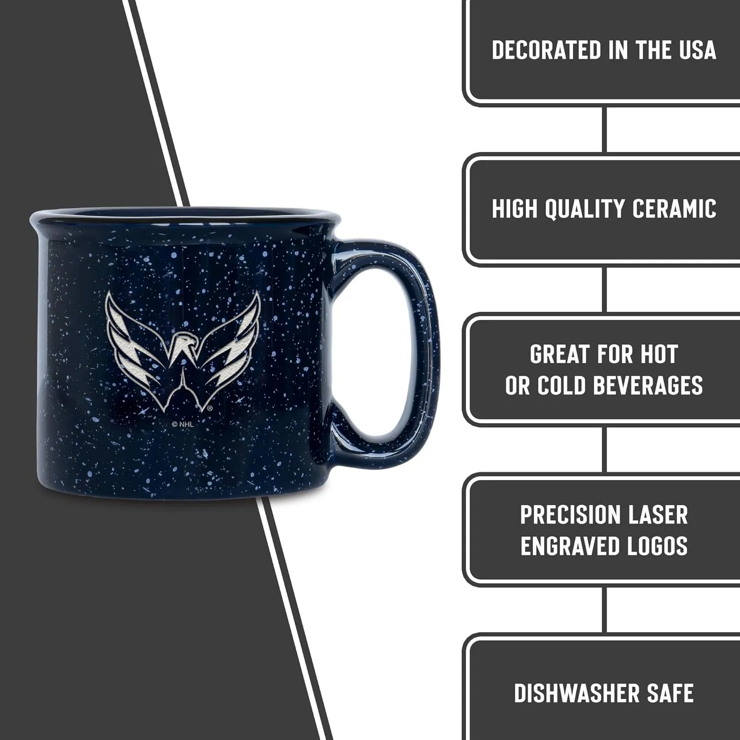 Rico Industries NHL Hockey Speckle 12oz Laser Engraved Campfire Mug