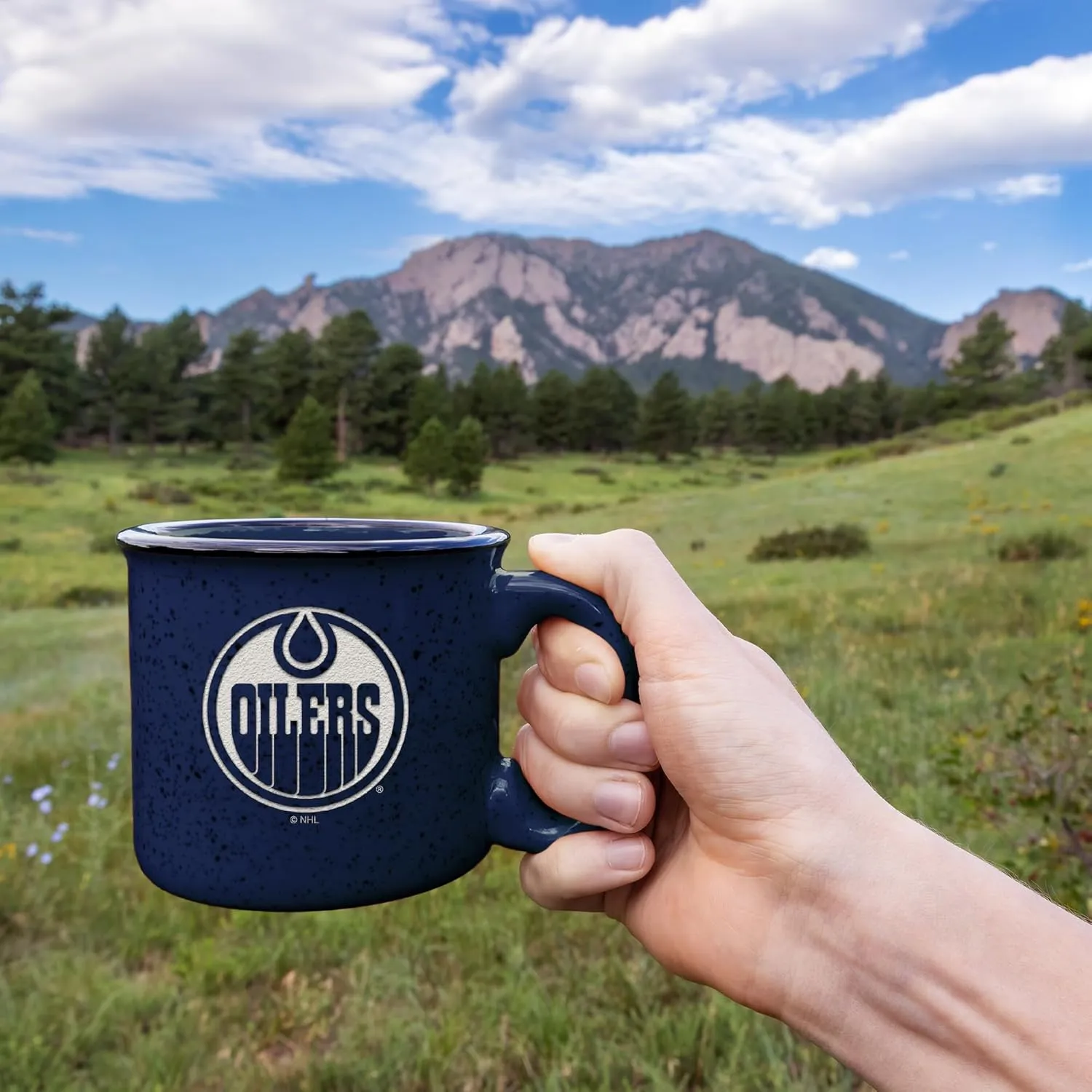 Rico Industries NHL Hockey Speckle 12oz Laser Engraved Campfire Mug