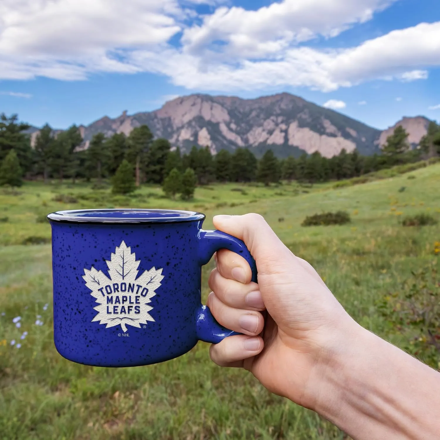 Rico Industries NHL Hockey Speckle 12oz Laser Engraved Campfire Mug