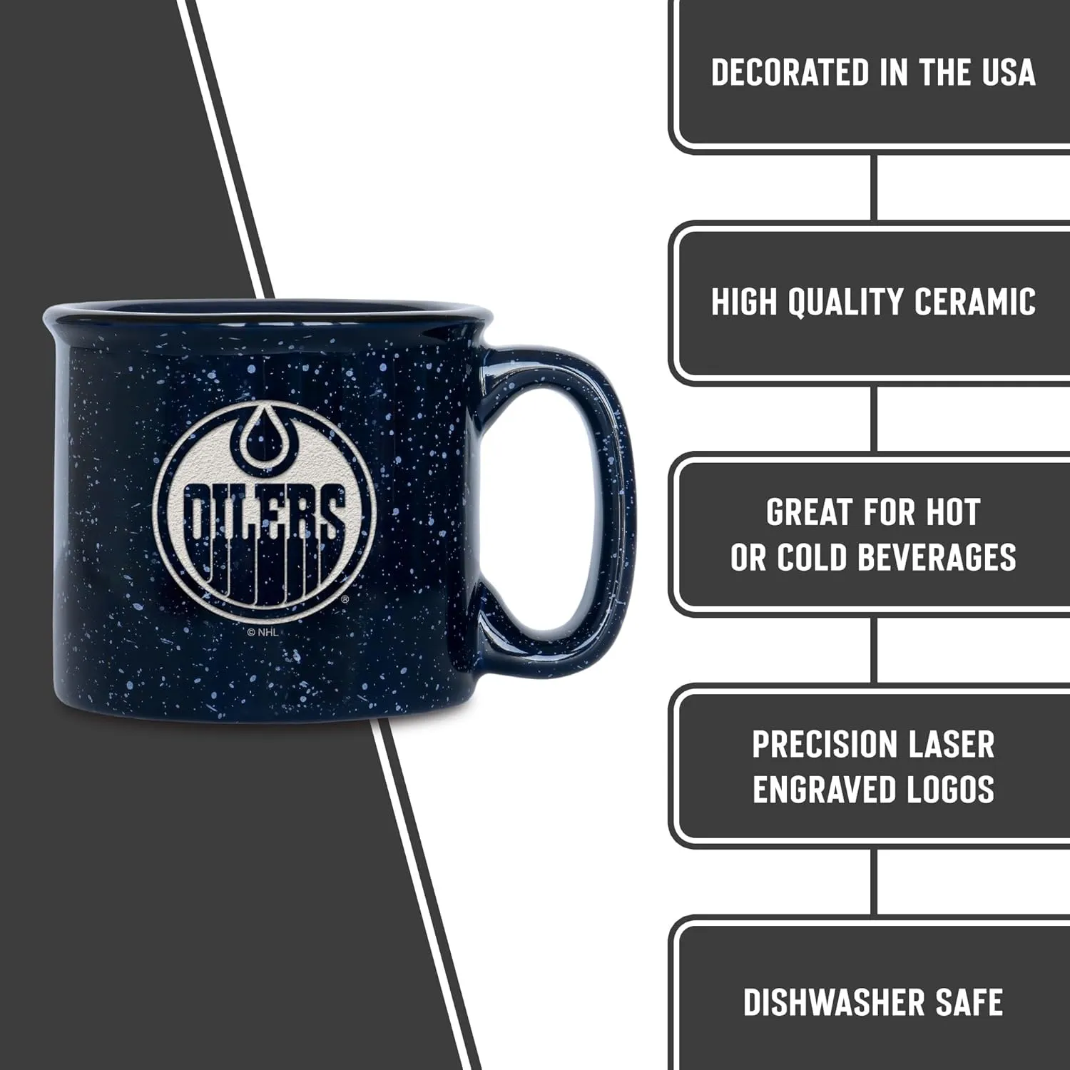 Rico Industries NHL Hockey Speckle 12oz Laser Engraved Campfire Mug