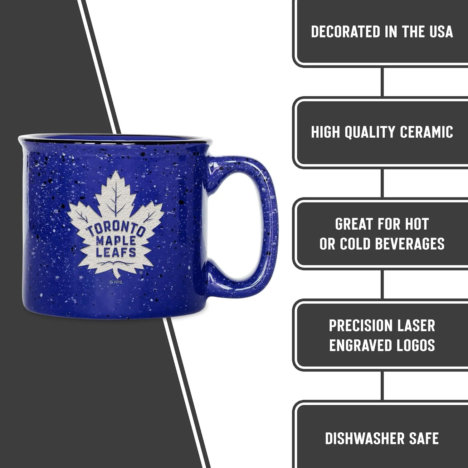 Rico Industries NHL Hockey Speckle 12oz Laser Engraved Campfire Mug