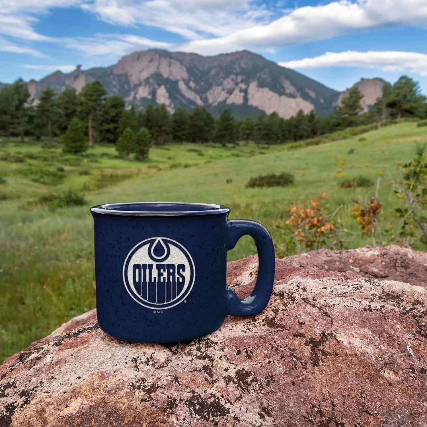 Rico Industries NHL Hockey Speckle 12oz Laser Engraved Campfire Mug