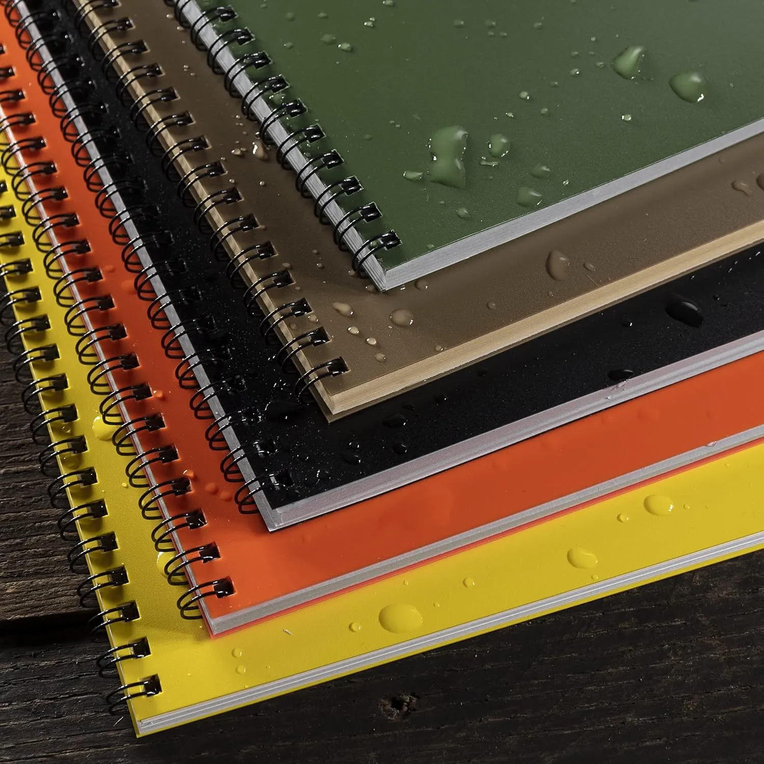 Rite in the Rain Weatherproof Side Spiral Notebook, 6.625" x 8.5", Orange Cover, Universal Pattern, 2 Pack (No. OR73-LGL2)
