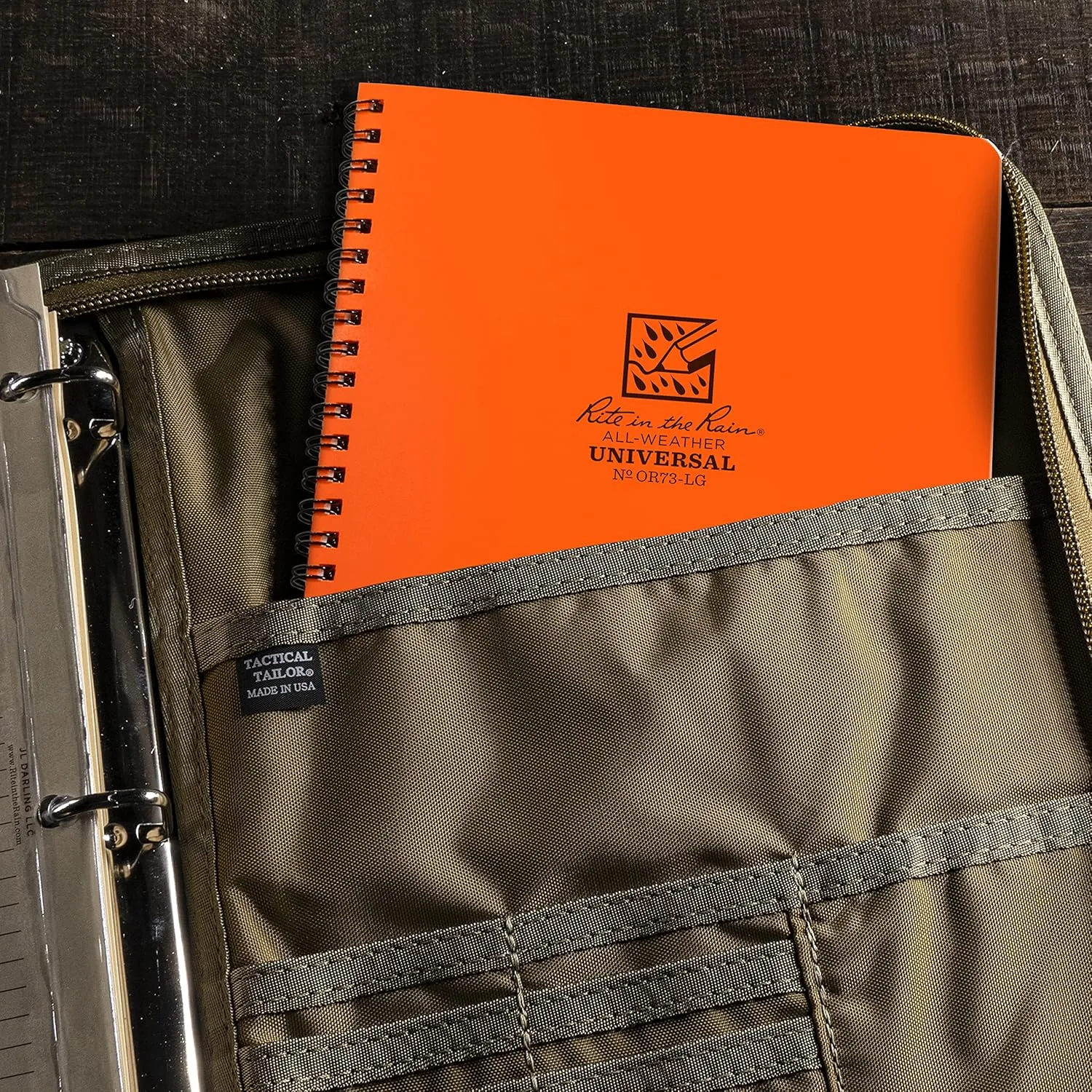 Rite in the Rain Weatherproof Side Spiral Notebook, 6.625" x 8.5", Orange Cover, Universal Pattern, 2 Pack (No. OR73-LGL2)