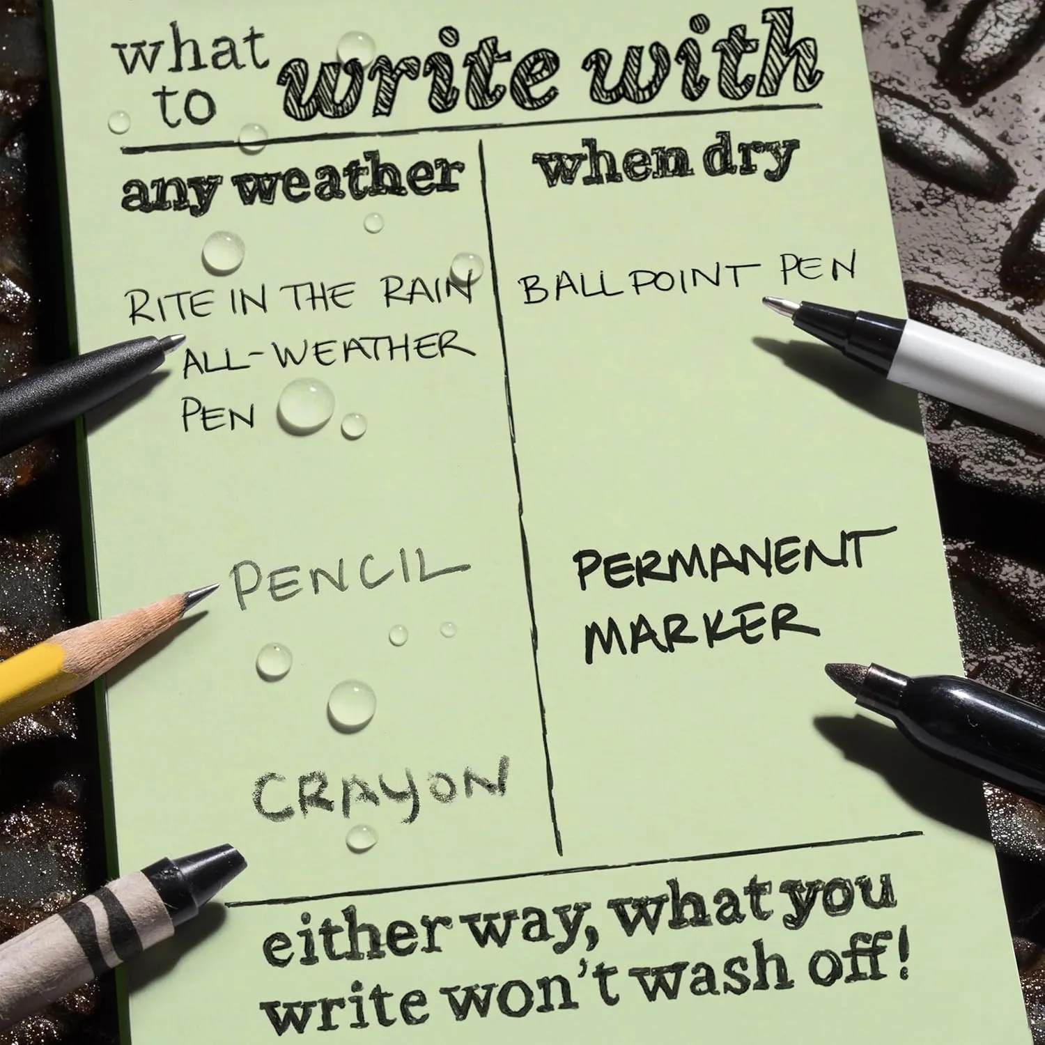 Rite in the Rain Weatherproof Side Spiral Notebook, 8.5" x 11", Green Cover, Universal Page Pattern (No. 973-MX)