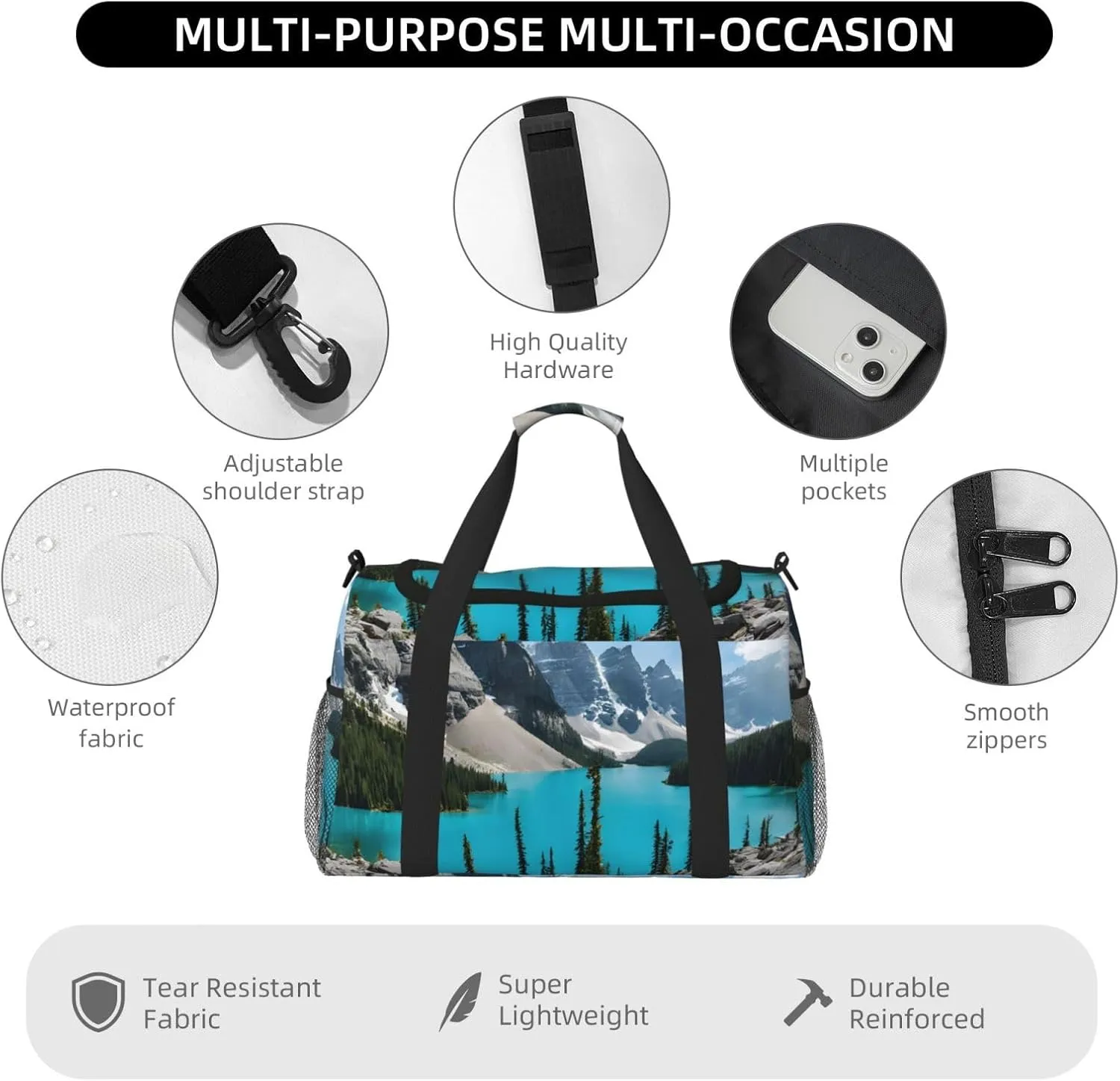 Rocky Mountains Durable Portable Crossbody Travel Bag, A Good Companion For Long-Distance Travel