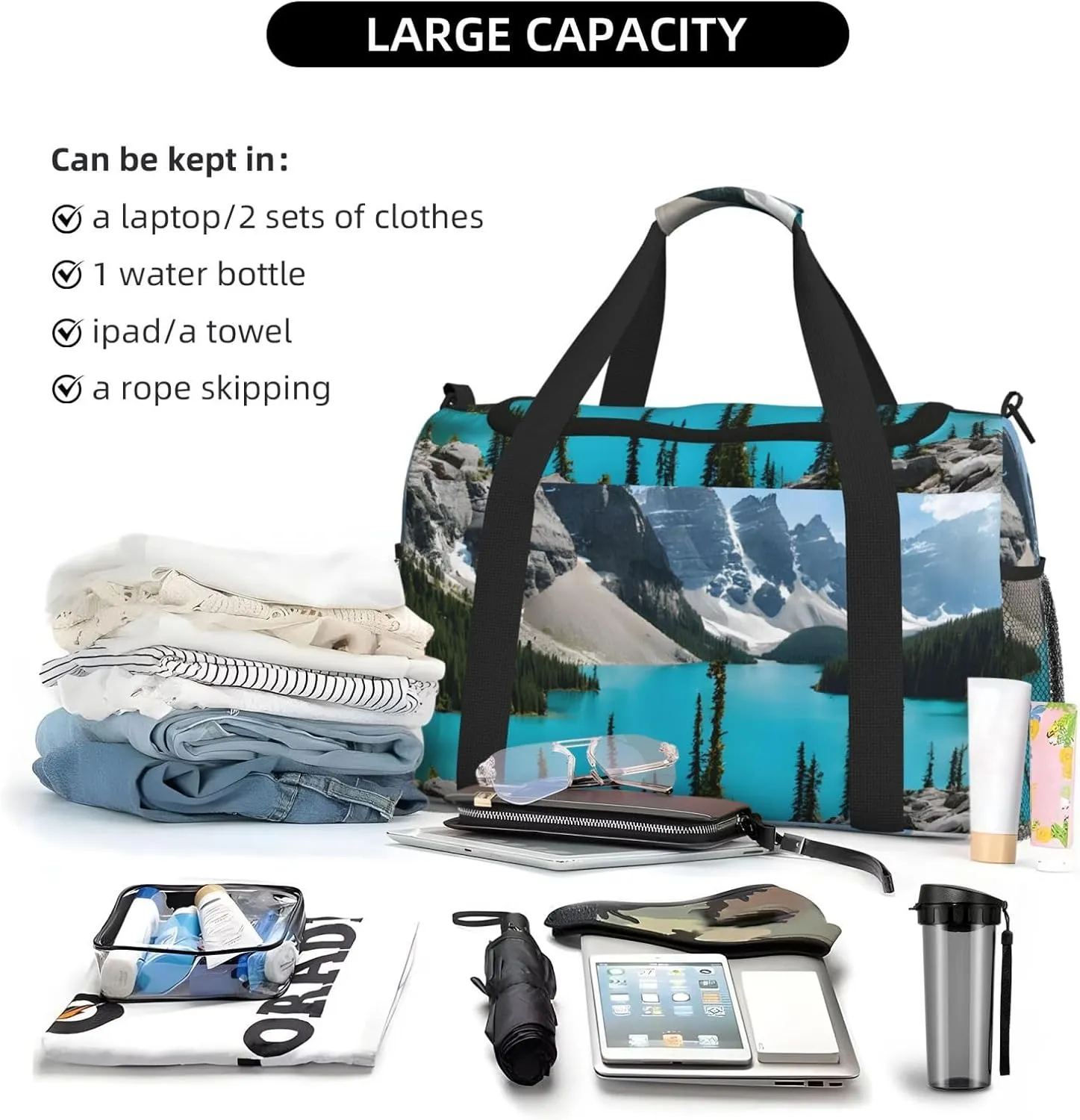 Rocky Mountains Durable Portable Crossbody Travel Bag, A Good Companion For Long-Distance Travel