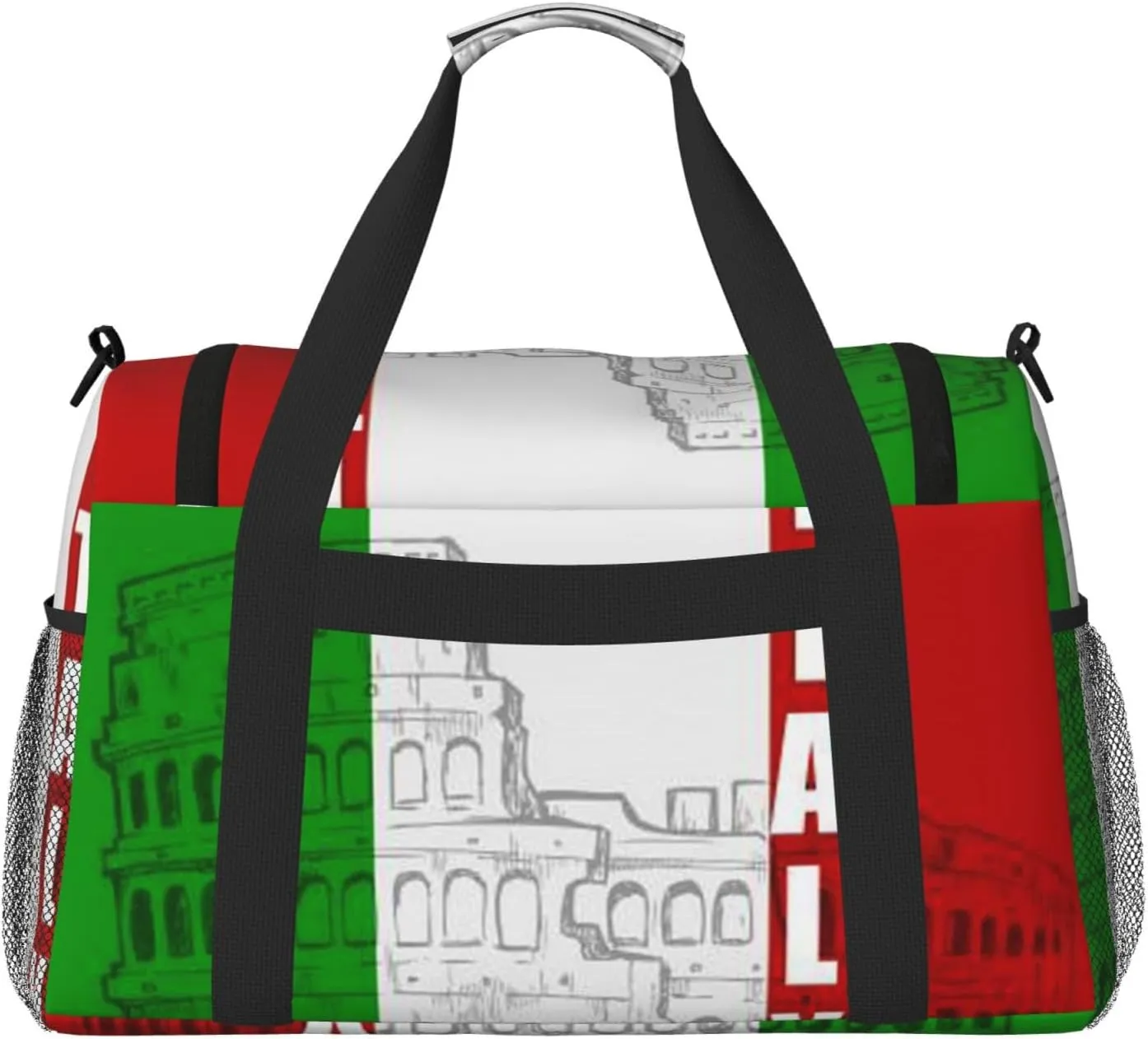 Roman Colosseum Italian Flag Print Hand Travel Bag Large Capacity Slung Bag For Long-Distance Travel, Weekend Trips, And Outdoor Activities