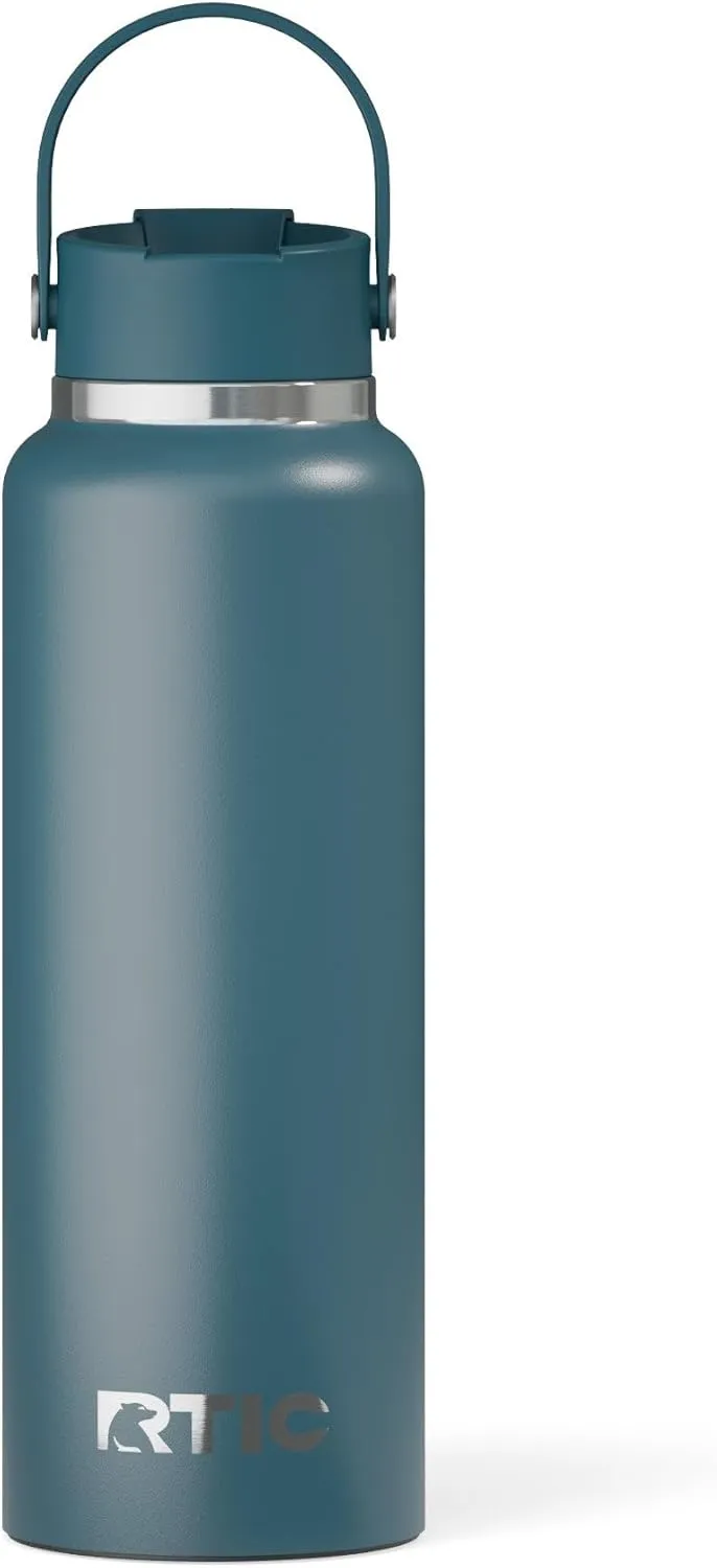 RTIC 40oz Outback Bottle, Insulated, Stainless Steel, Metal, Double Wall Vacuum-Insulation, Ceramic Lined, Leak-Proof Lid, BPA-Free Water Flask for Hiking, Running, Sports, Outdoor, Marine