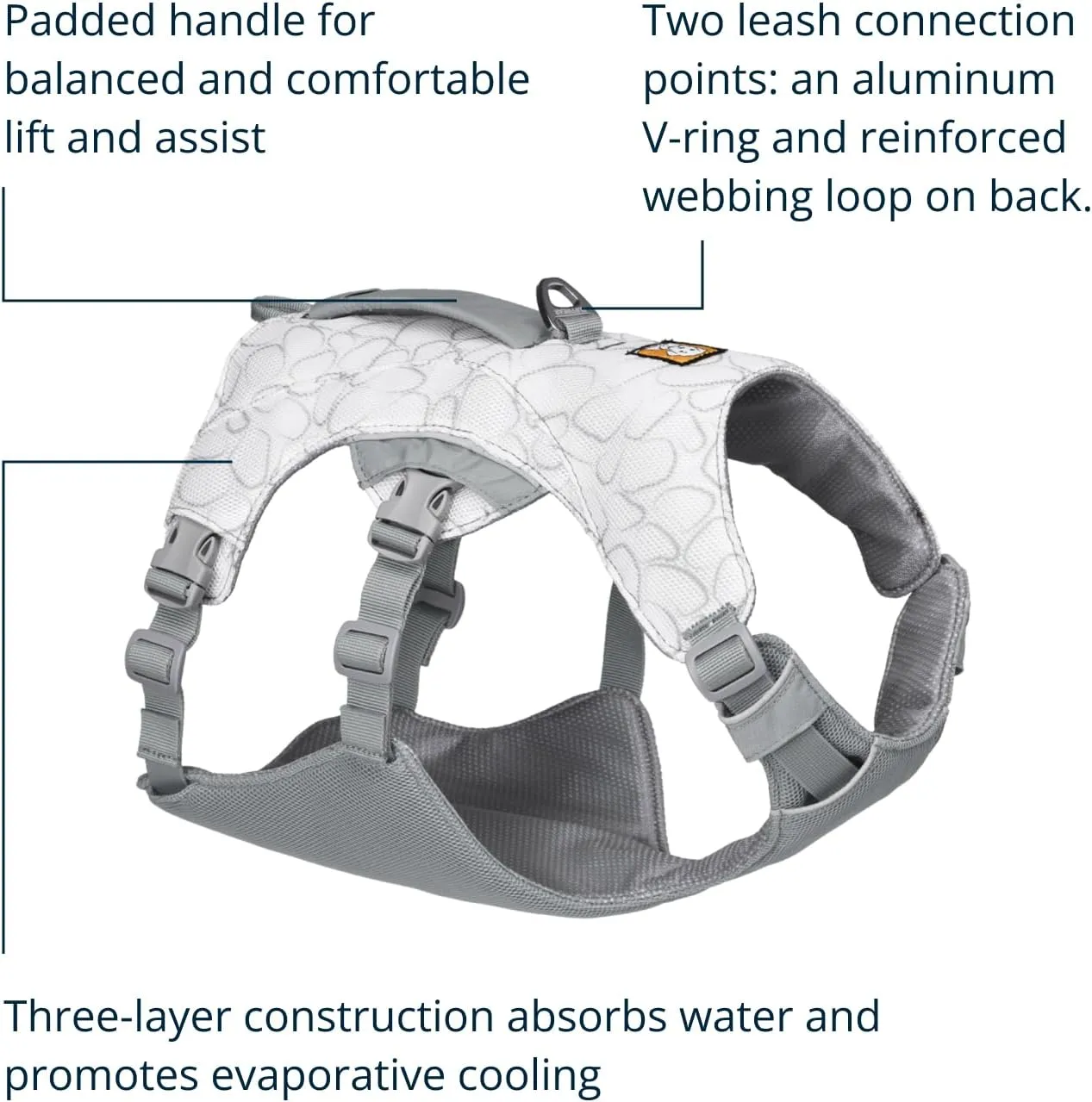 Ruffwear, Swamp Cooler Dog Harness, Lightweight with Evaporative Cooling for Hot Weather, Graphite Gray, Small
