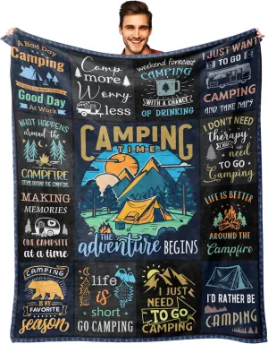 Ryubein Camping Blanket 50" X 60", Camping Gifts for Men Women, Camper Gifts, Camp Essentials, Camp Accessories, Rv Gifts, Gifts for Rv Owners, Campsite Outdoors Rv Travel Hiking Lovers Throw Blanket
