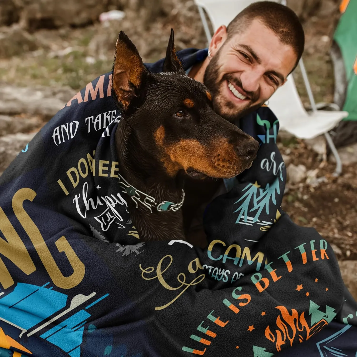 Ryubein Camping Blanket 50" X 60", Camping Gifts for Men Women, Camper Gifts, Camp Essentials, Camp Accessories, Rv Gifts, Gifts for Rv Owners, Campsite Outdoors Rv Travel Hiking Lovers Throw Blanket
