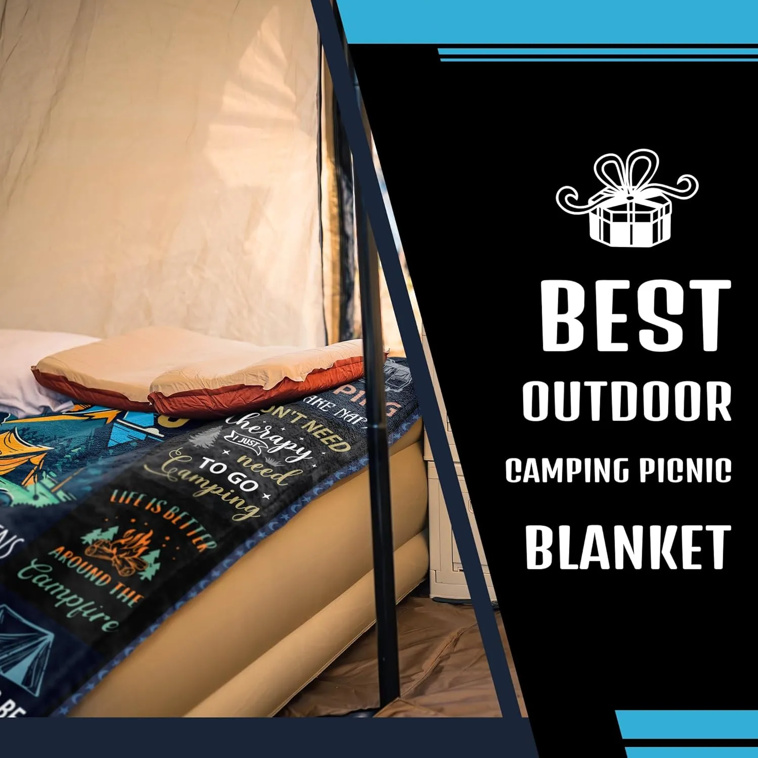 Ryubein Camping Blanket 50" X 60", Camping Gifts for Men Women, Camper Gifts, Camp Essentials, Camp Accessories, Rv Gifts, Gifts for Rv Owners, Campsite Outdoors Rv Travel Hiking Lovers Throw Blanket