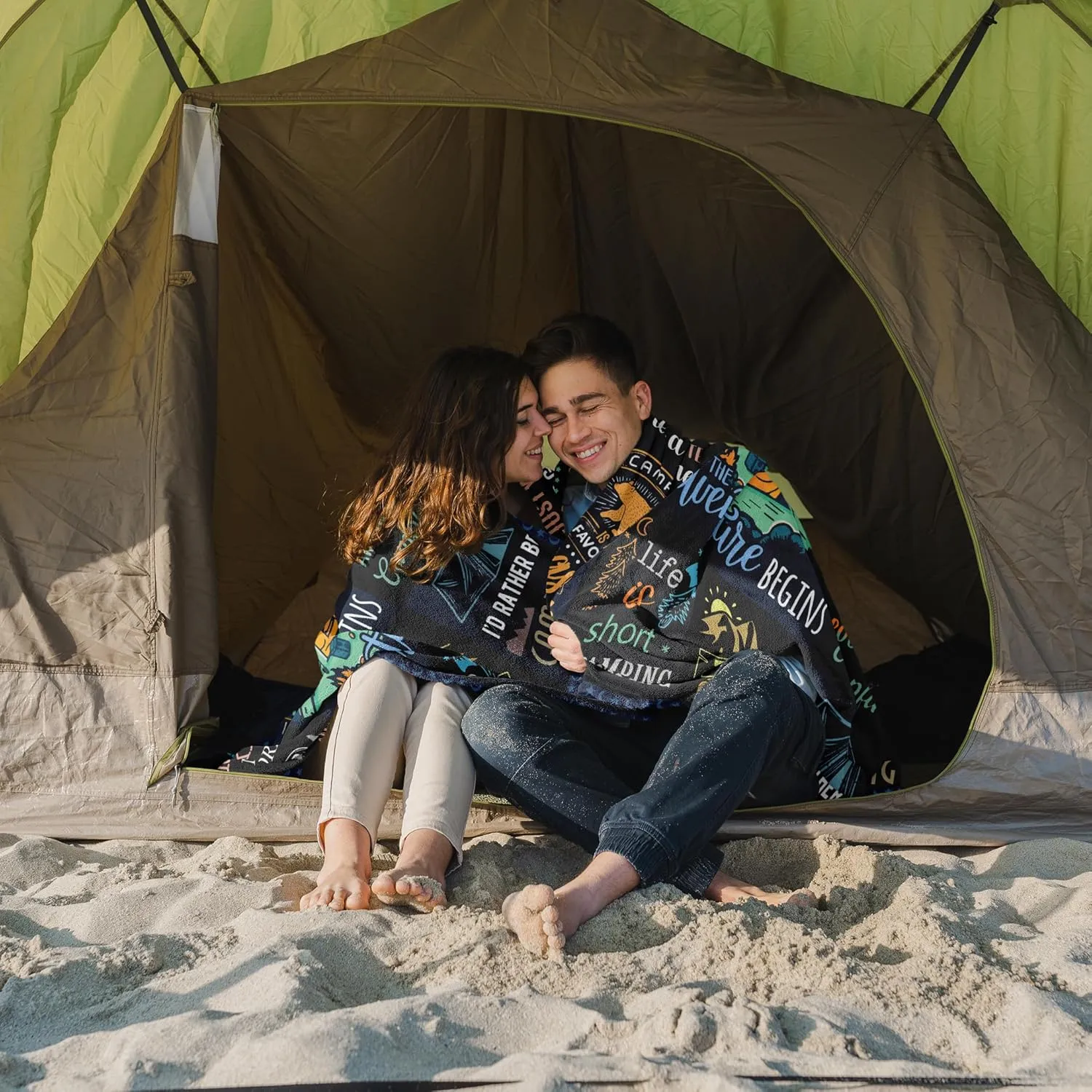 Ryubein Camping Blanket 50" X 60", Camping Gifts for Men Women, Camper Gifts, Camp Essentials, Camp Accessories, Rv Gifts, Gifts for Rv Owners, Campsite Outdoors Rv Travel Hiking Lovers Throw Blanket