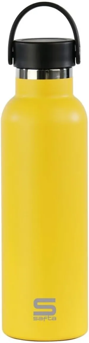 SAFTA Thermos Flask, Water Bottle, Stainless Steel, Double Insulated, 12 Hours Hot Drink and 24 Hours Cold Drinks, 7.3 x 25 cm, 600 ml, Yellow, M, Casual, yellow, M, Casual