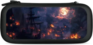 Sailing Ship Moon Burning Village Compatible with Switch Carrying Case Hard Travel Game Bag Pouch with 15 Games Accessories