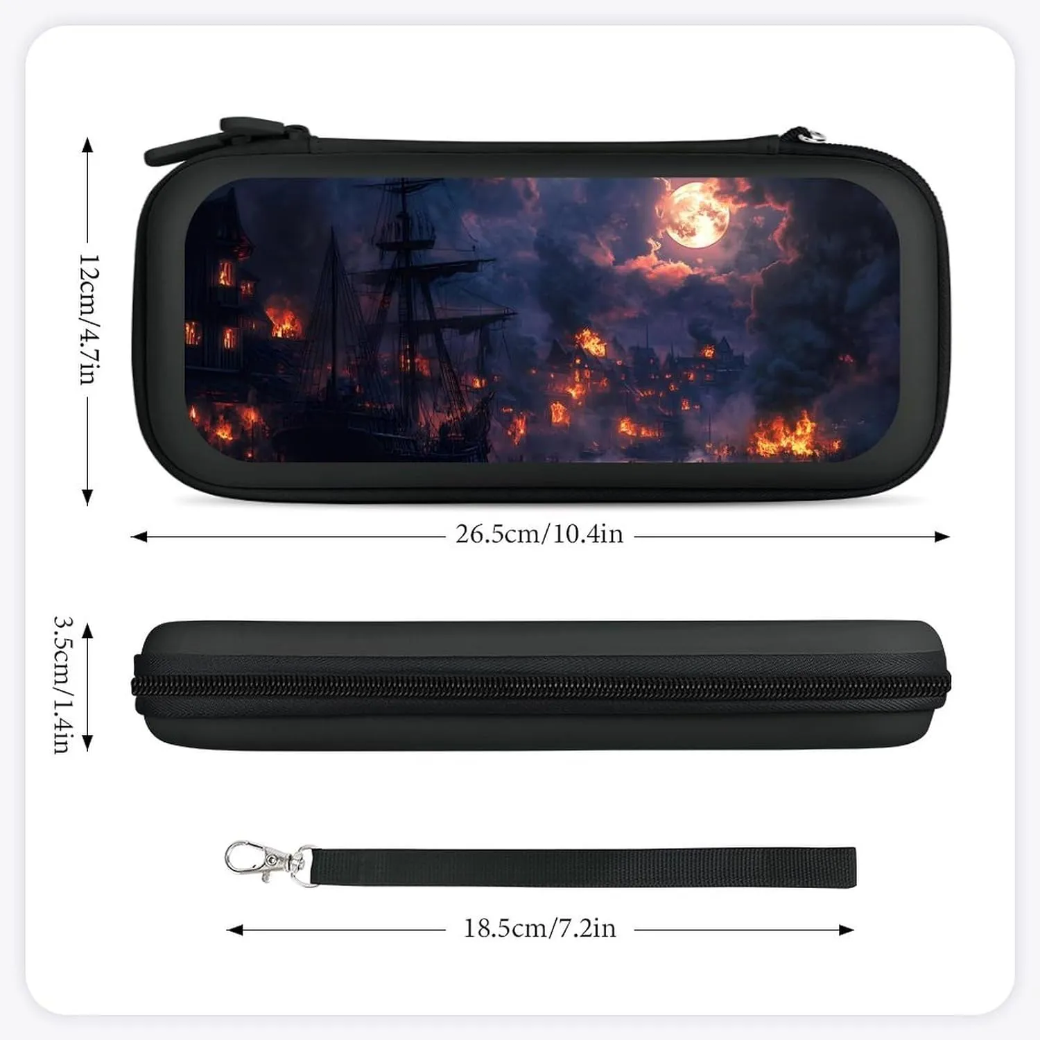 Sailing Ship Moon Burning Village Compatible with Switch Carrying Case Hard Travel Game Bag Pouch with 15 Games Accessories