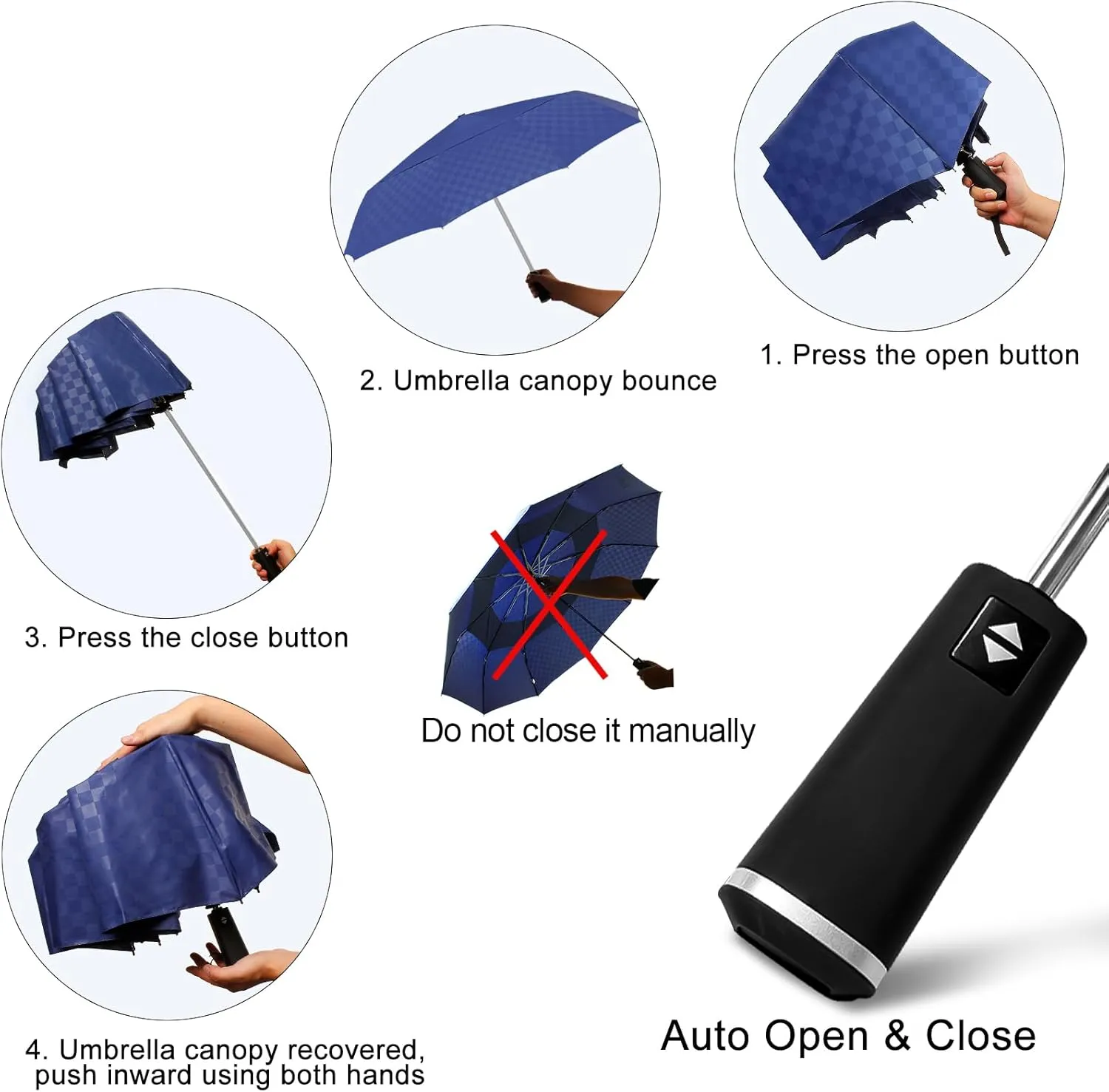 Satol 46/54/62 Inch Large Golf Umbrella, Windproof 10 Ribs Automatic Open/Close Oversize Double Canopy Vented Portable Folding Travel Umbrellas, UPF 50  Sun & Rain Compact Umbrellas for Outdoor