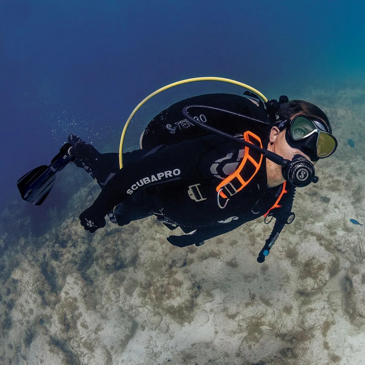 SCUBAPRO S-Tek Pro System for Technical Scuba Diving, Harness with Back Plate in Stainless Steel, Donut Wing 30 lbs/13 kg, Single Tank Adapter
