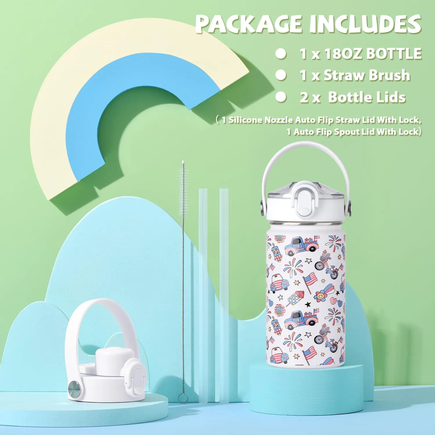 SENDESTAR Metal Insulated Water Bottle - 12oz/18oz BPA-FREE 18/8 Stainless Steel Travel Tumbler Double Wall Vacuum Leak Proof Kids Cup with Straw for Kids, School Boys Girls
