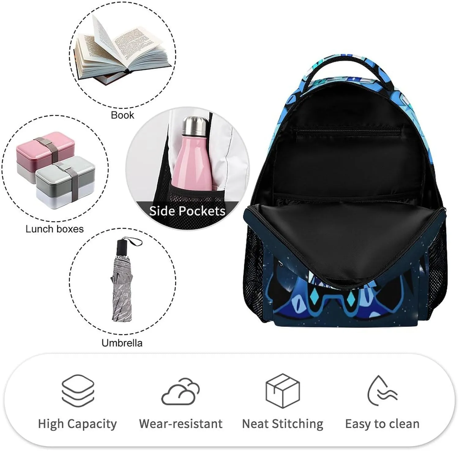 sha_dow Blue milk Backpack Large Capacity Laptop Bags Lightweight Multifunction Daypack for Daily/Work/Sport