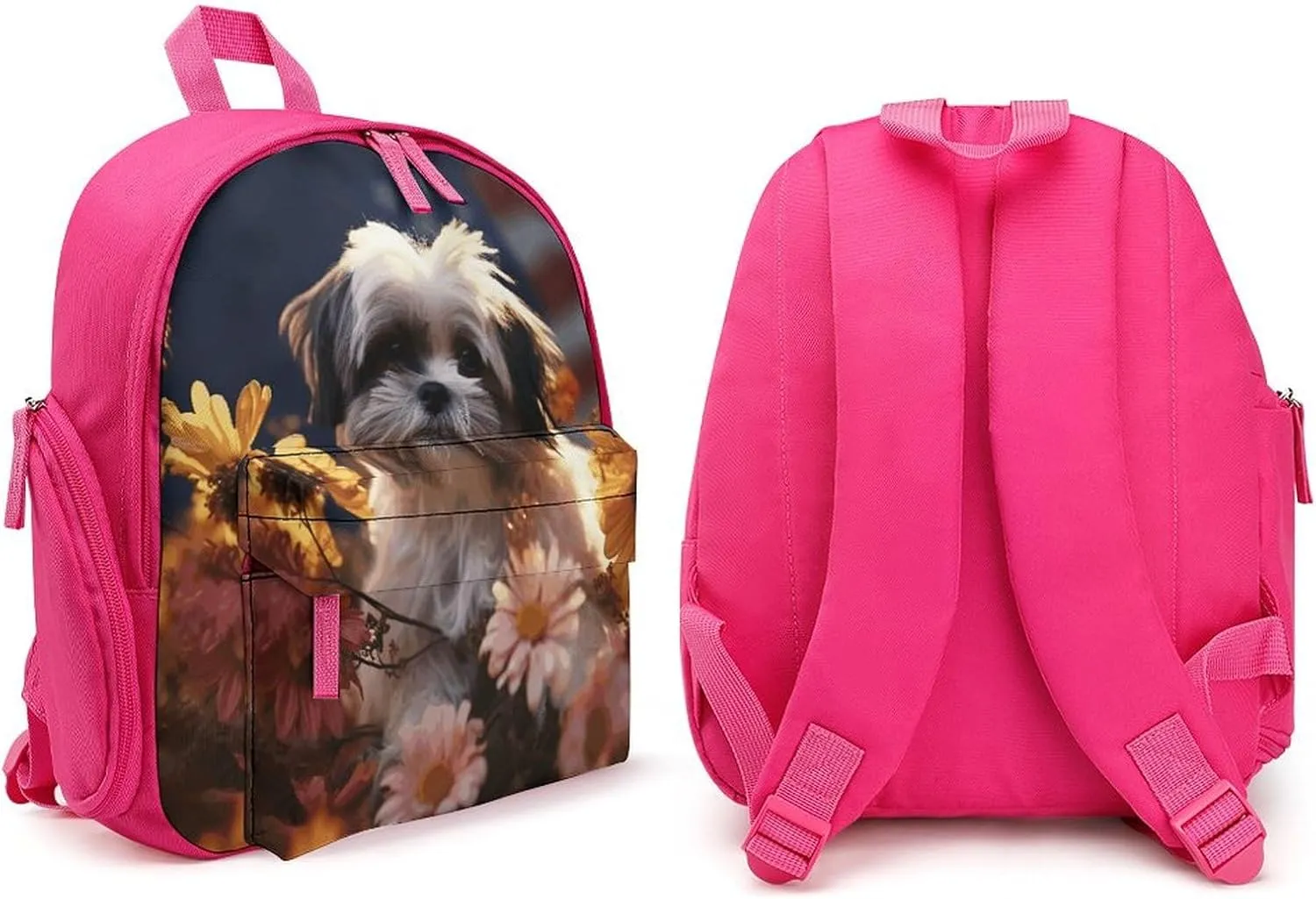 Shih Tzu Dog And Flowers Travel Backpack Casual Bag Lightweight Hiking Backpacks for Business, Travelling, Hiking