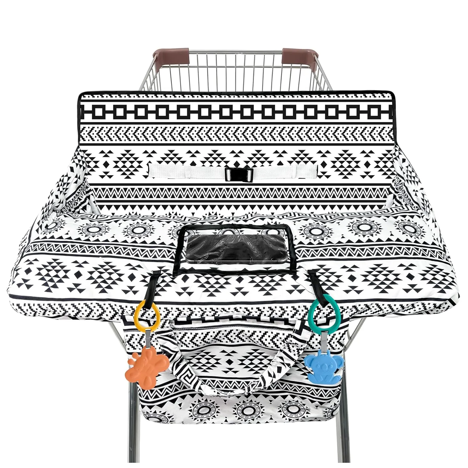 Shopping Cart Cover for Baby,2-in-1 High Chair Cover Soft,Portable, and Machine Washable,Comfortable Cotton Seat Pad with Safety Harness and Portable Cloth Bag,Fits All Supermarkets and Restaurants