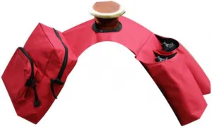 Showman RED Insulated Cordura Trail Riding Horn Saddle Bag 2 Zipper Pockets and 2 Water Bottle Holders with Water Bottles