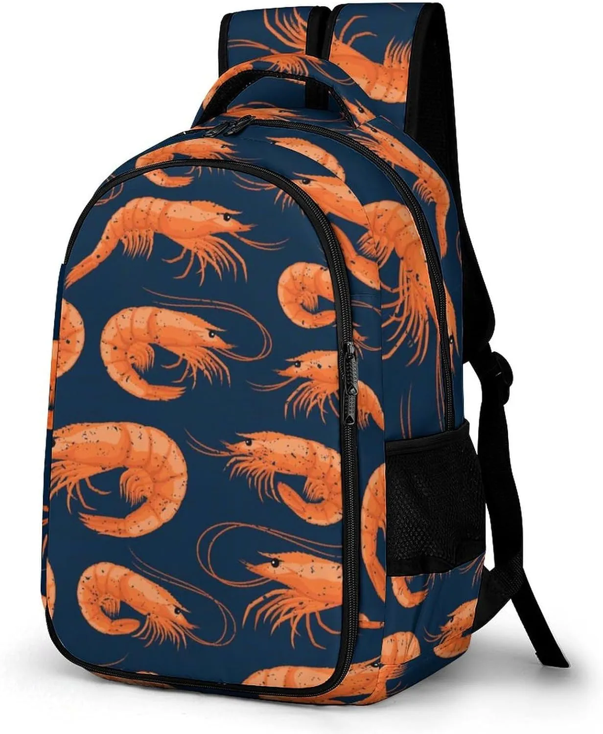 Shrimp Pattern Sea Food Backpack for Worker Teacher Business Hiking Travel Bag Shoulders Bag