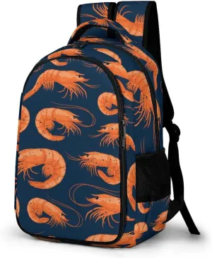 Shrimp Pattern Sea Food Backpack for Worker Teacher Business Hiking Travel Bag Shoulders Bag
