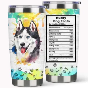 Siberian Husky Travel Tumbler-Vacuum Insulated Tumbler with Straw and Lid -20oz Stainless Steel Travel Mug for Dog Lovers (Siberian Husky)